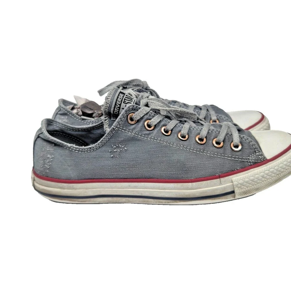 Converse Chuck Taylor All Star Low Top Sneakers Gray Distressed Denim Size 10